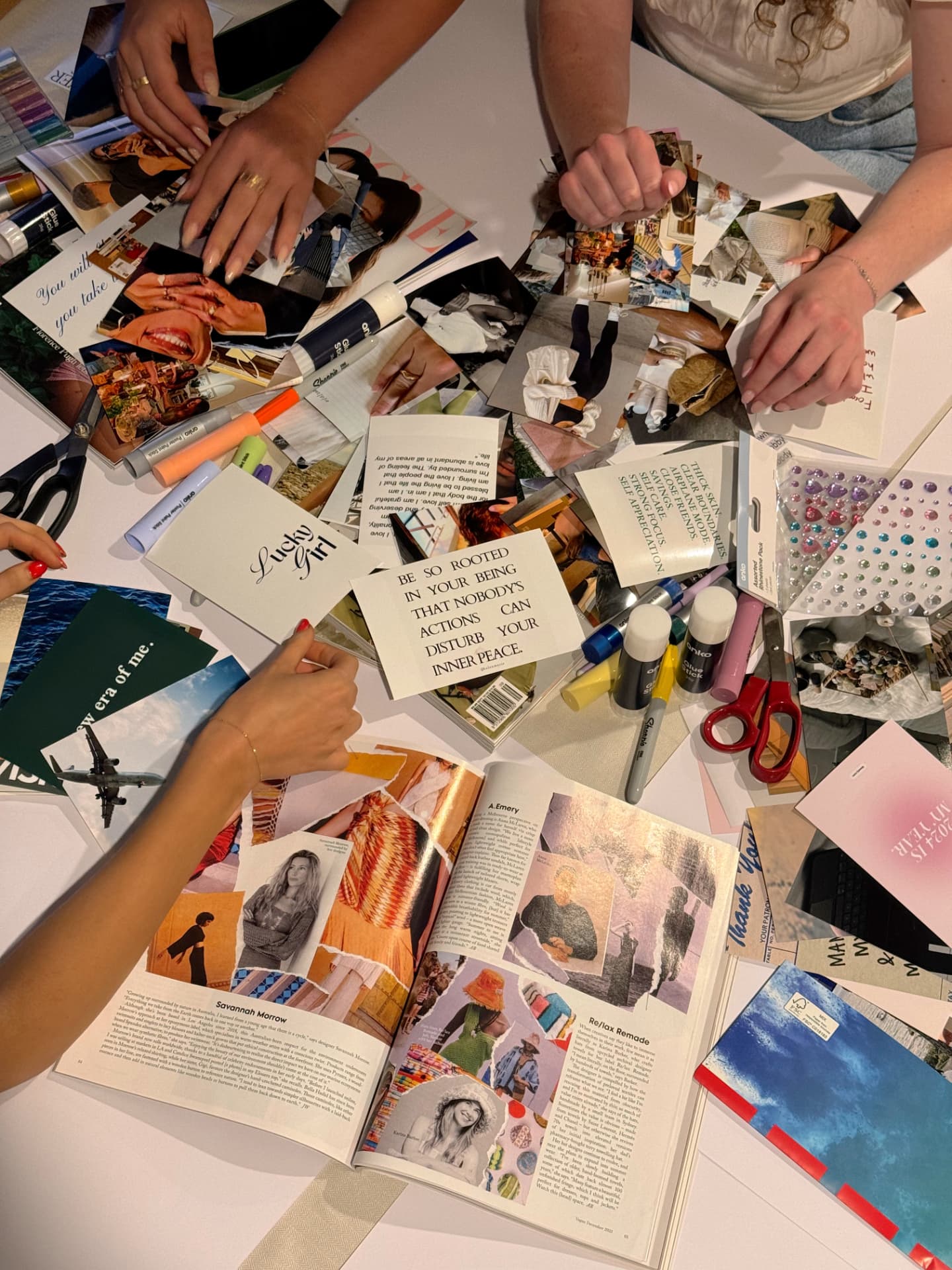 Members making moodboards together